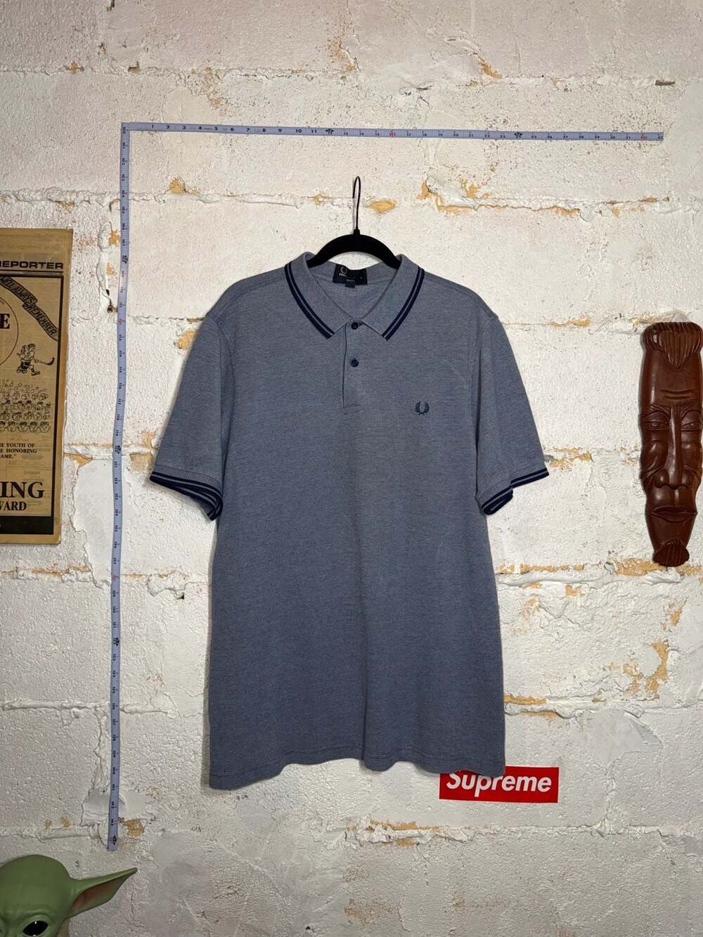 Fred Perry M3600 Twin Tipped Slim Fit Polo Shirt Grey/Navy XL